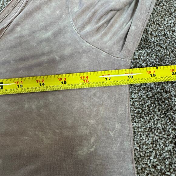 POL Women's Size Medium Muted Tie Dye 3/4 Sleeve Slinky Deep V Neck Top - Picture 8 of 8